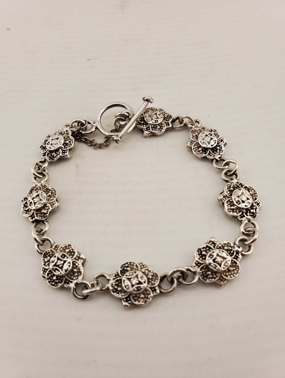 Sterling Silver Floral Bracelet 7.75